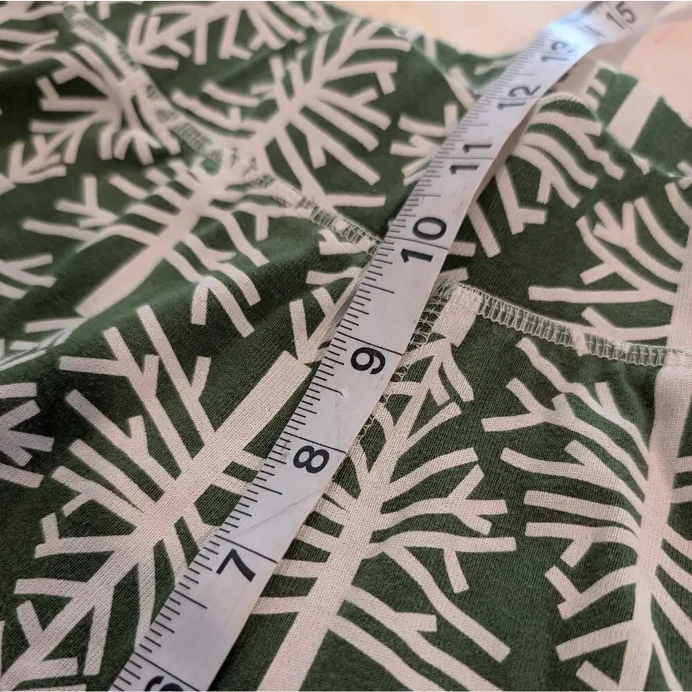 Pact Organic Cotton Pajama Set Green Tree Print Womens Small Lounge Set